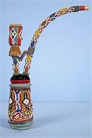 Very Unusual Beaded Pottery Pipe, Possibly Indian