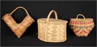 3 Indian Baskets Incl. 2 Choctaw Indian River Cane