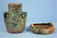 Roseville Imperial I Vase & Bowl with Handles