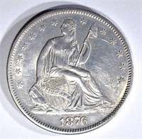 1876-S SEATED HALF DOLLAR, CH BU scratches