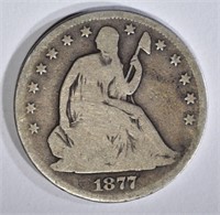 1877-CC SEATED HALF DOLLAR, G/VG