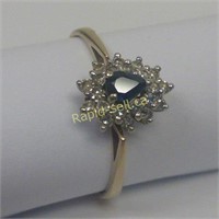 14kt Gold, Natural Sapphire & Diamond Ring