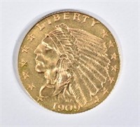 1909 $2 1/2 GOLD INDIAN HEAD