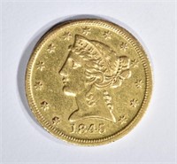 1845-D $5 GOLD LIBERTY HEAD
