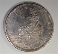 1874-CC TRADE DOLLAR AU+