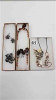 3 COSTUME NECKLACE/EARRING SETS IN BOX