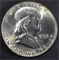 1951-D FRANKLIN HALF DOLLAR, GEM BU