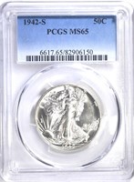 1942-S WALKING LIBERTY HALF PCGS MS-65