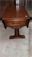 OAK DROP LEAF END TABLE WITH DRAWER