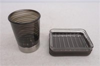 InterDesign Hamilton Glass Soap Dish & Rinse Cup
