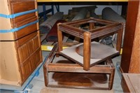 Set of wooden end tables