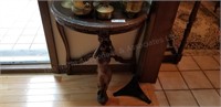 Ornate 3 Legged Half Round Carved Lady Table