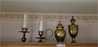 4pcs. Brass: candle holders & urns