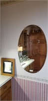 2 Mirrors: lg. oval beveled & sm wood framed