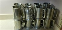 16 Pewter Mugs on Counter - Right Side