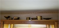 7pcs Brass: bowls, silk plant, more