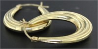 14kt Gold Elongated 32 mm Hoop Earrings