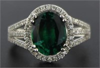 14kt Gold 2.6 ct Emerald & Diamond Ring
