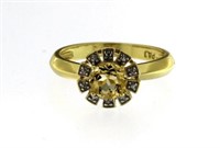 Genuine Golden Citrine & Diamond Ring