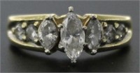 14kt Gold 1.00 ct Marquise Diamond 3 Stone Ring