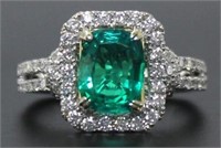 14kt Gold 2.72 ct Emerald & Diamond Ring