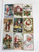 Lot of nine Santa Claus postcards.