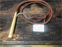 6' Top Grain Braided Leather Whip with Wood Handle