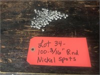 Lot of 100 - 3/16" Nickel Plated Spots