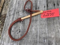 5' Top Grain Braided Leather Whip with Wood Handle