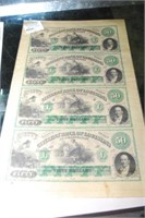 Sheet Of 4 Uncut Bank Of Louisiana $20 Notes, 2 -