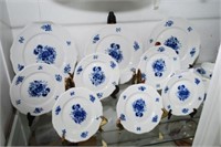 Service For 12, 4Pc Place Setting Limoges Blue & W