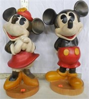 Wooden Mickey and Minnie Mouse Figures