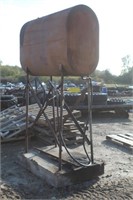 Fuel Barrel on Stand w/ Cement Slab Base & Hose