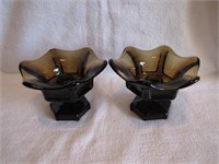 Vtg Tiffin? Smoke Colored Candle Holders