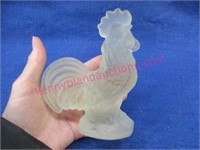 goebel frosted crystal rooster figurine - 5.5in ta