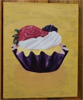 Oil on Canvas Still Life of Cupcake