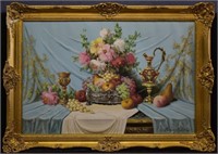 Bela Balogh Floral Still Life Oil on Canvas