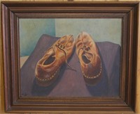 1980 O/C Still-life of Shoes by Lije