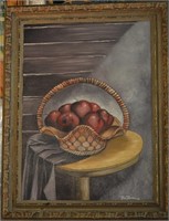 Roy Parker Oil On Canvas Apple Basket