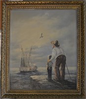 Guiliano Oil On Canvas Harbor Scene