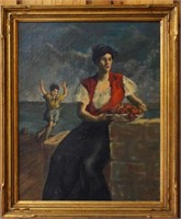 O/C Portrait of a Woman w/ fruit & young boy