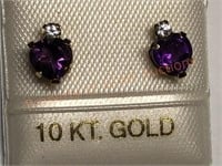 10KT Gold Amethyst & White Sapphire Earrings