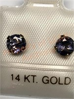 14KT Gold Iolite Earrings