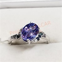 10K Tanzanite 6 Blue Diamonds Ring