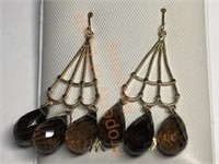 14KT Gold Smokey Quartz Earrings