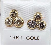 14K Champagne Diamond Earrings