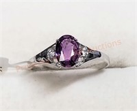 10K Natural Sapphire Natural Diamond Ring