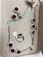 Sterling Silver Ruby Cubic Zirconia Set