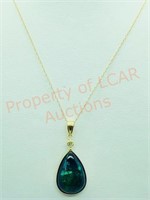 14K Enhanced Black Opal Diamond Necklace