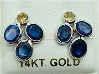 14K Sapphire Diamond Earrings